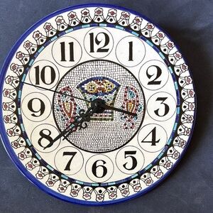 Handcrafted Mosaic Wall Clock - Blue and White
